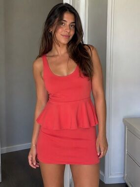 Forever 21 Coral Peplum Bodycon Dress